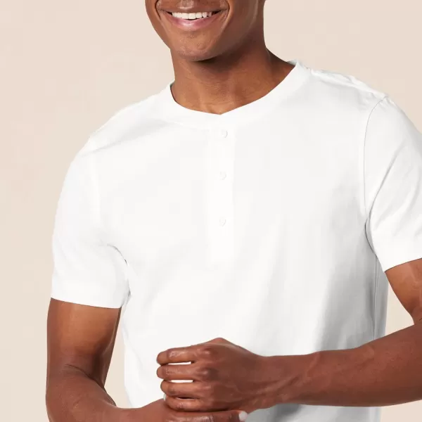 Amazon Essentials Mens RegularFit ShortSleeve Jersey Henley Pack of 2White