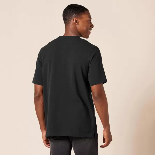 Amazon Essentials Mens RegularFit ShortSleeve Pique Henley Available in Big  Tall Pack of 2Black