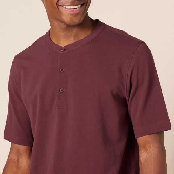 Amazon Essentials Mens RegularFit ShortSleeve Pique Henley Available in Big  Tall Pack of 2BurgundyGrey