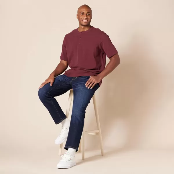 Amazon Essentials Mens RegularFit ShortSleeve Pique Henley Available in Big  Tall Pack of 2BurgundyGrey