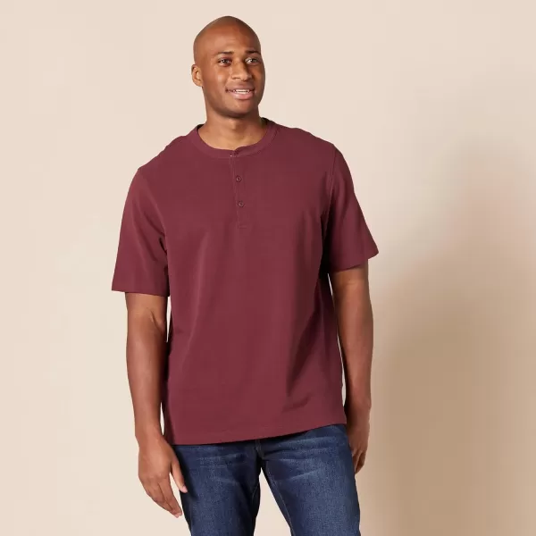 Amazon Essentials Mens RegularFit ShortSleeve Pique Henley Available in Big  Tall Pack of 2BurgundyGrey