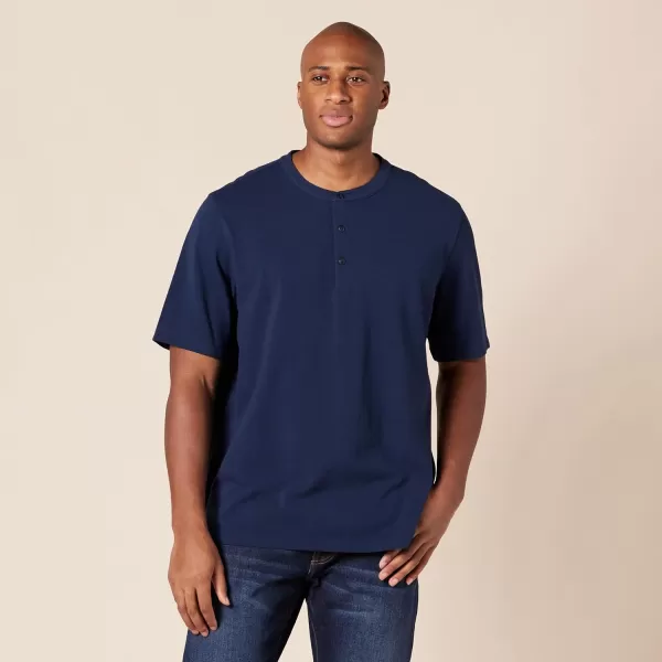 Amazon Essentials Mens RegularFit ShortSleeve Pique Henley Available in Big  Tall Pack of 2NavyWhite