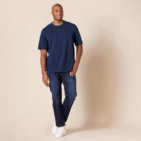 Amazon Essentials Mens RegularFit ShortSleeve Pique Henley Available in Big  Tall Pack of 2NavyWhite