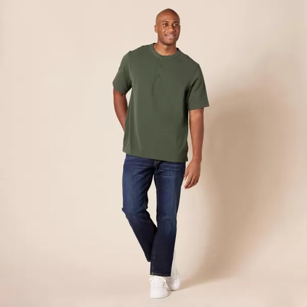 Amazon Essentials Mens RegularFit ShortSleeve Pique Henley Available in Big  Tall Pack of 2OliveBlack