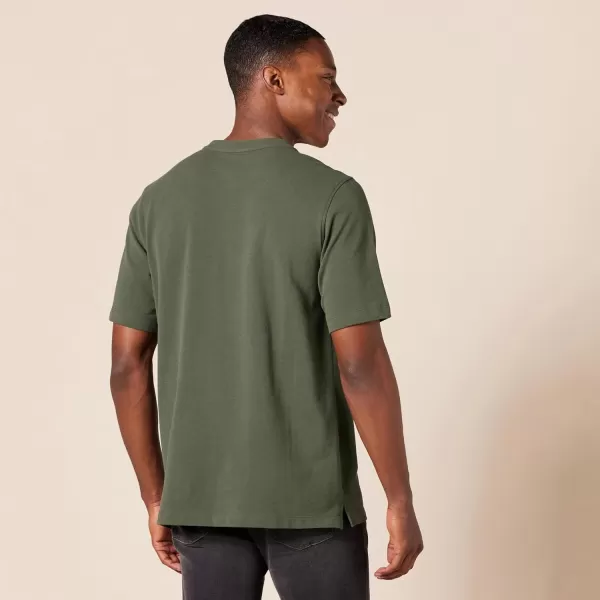 Amazon Essentials Mens RegularFit ShortSleeve Pique Henley Available in Big  Tall Pack of 2OliveBlack