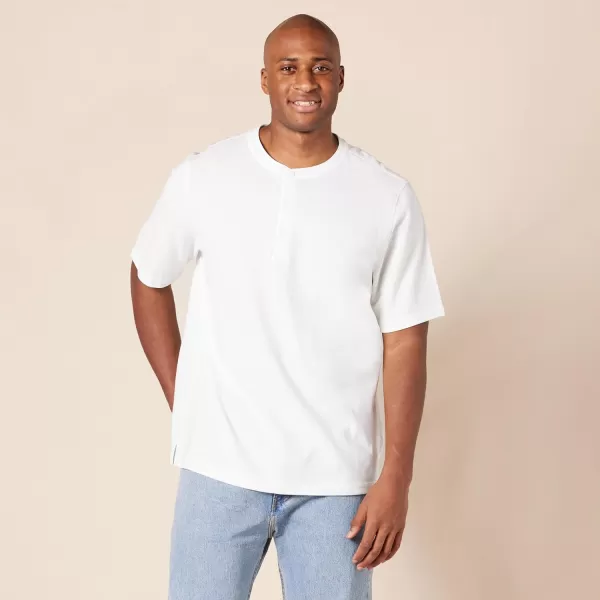 Amazon Essentials Mens RegularFit ShortSleeve Pique Henley Available in Big  Tall Pack of 2White