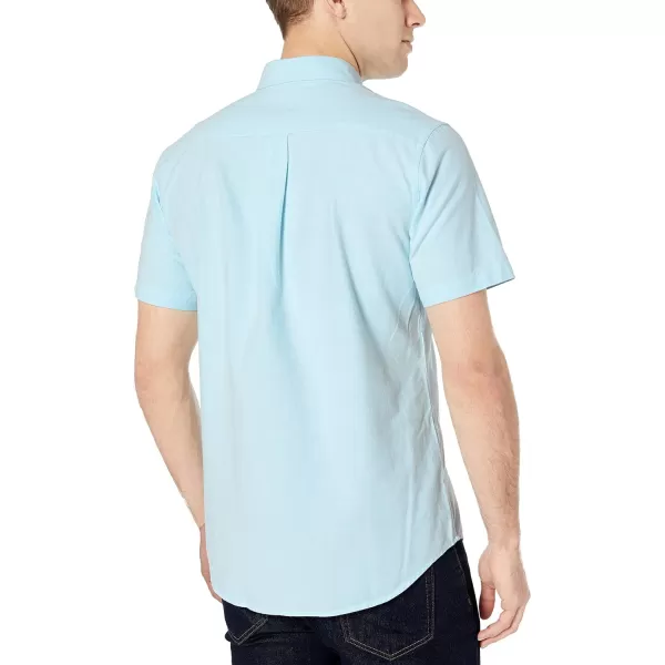 Amazon Essentials Mens RegularFit ShortSleeve Pocket Oxford ShirtAqua Blue