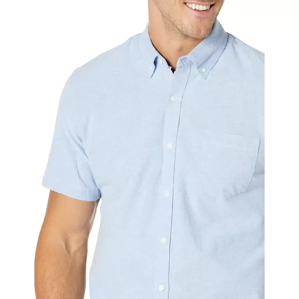 Amazon Essentials Mens RegularFit ShortSleeve Pocket Oxford ShirtBlue