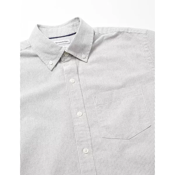 Amazon Essentials Mens RegularFit ShortSleeve Pocket Oxford ShirtGrey Stripe