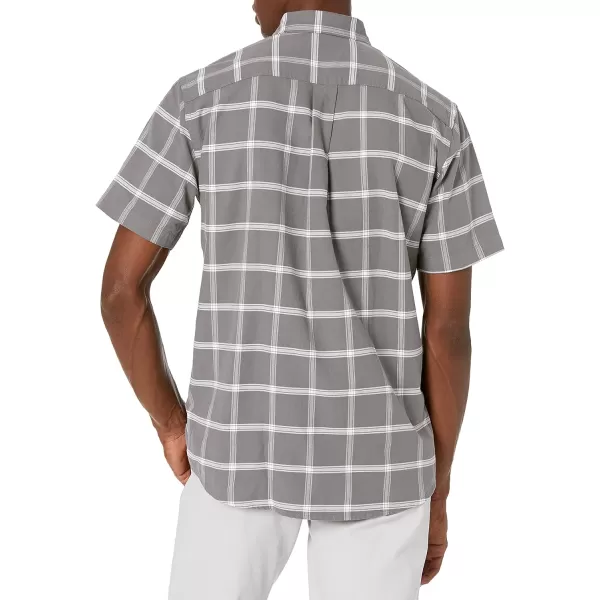 Amazon Essentials Mens RegularFit ShortSleeve Pocket Oxford ShirtGrey Windowpane