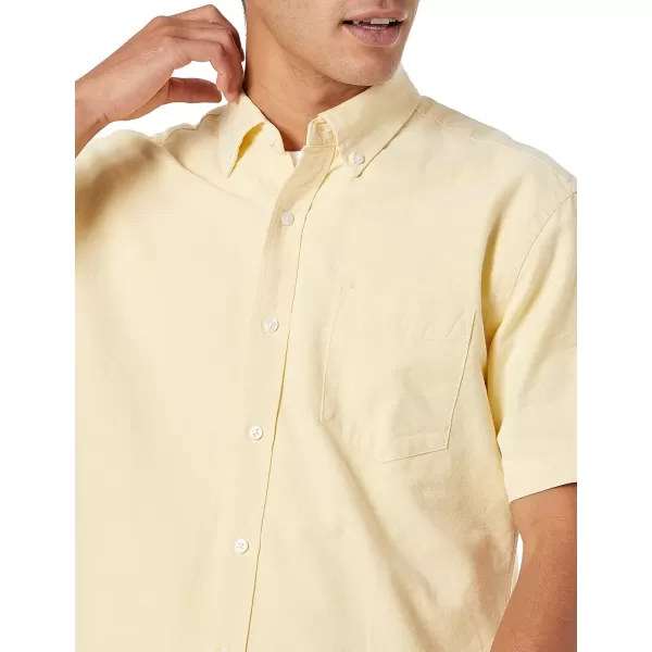 Amazon Essentials Mens RegularFit ShortSleeve Pocket Oxford ShirtYellow