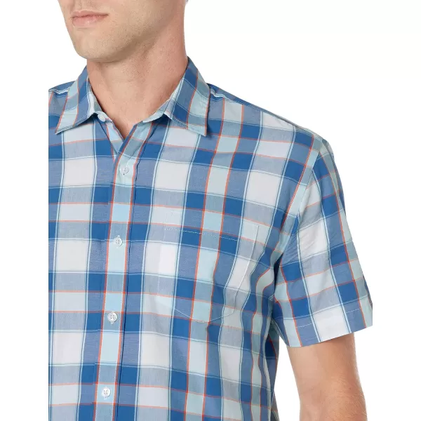 Amazon Essentials Mens RegularFit ShortSleeve Poplin ShirtBlue Checked