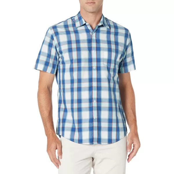 Amazon Essentials Mens RegularFit ShortSleeve Poplin ShirtBlue Checked