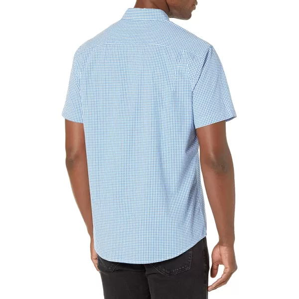 Amazon Essentials Mens RegularFit ShortSleeve Poplin ShirtBlue Gingham