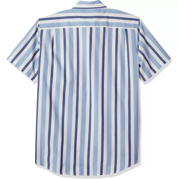 Amazon Essentials Mens RegularFit ShortSleeve Poplin ShirtBlue White Stripe