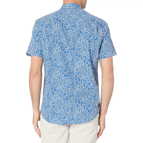 Amazon Essentials Mens RegularFit ShortSleeve Poplin ShirtNavy Floral