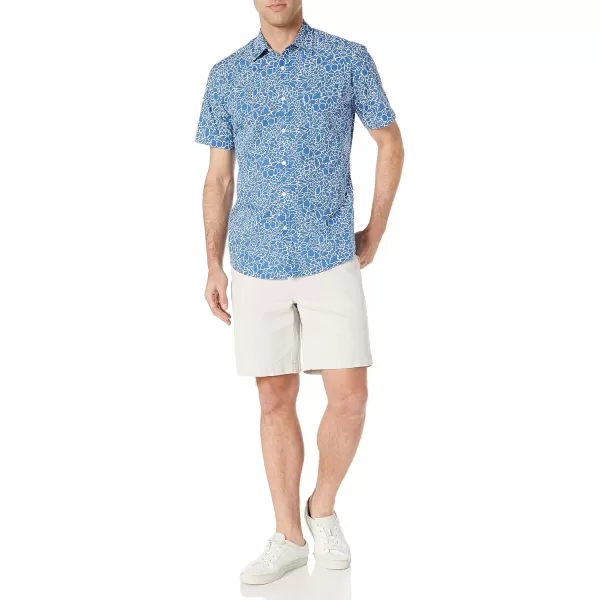 Amazon Essentials Mens RegularFit ShortSleeve Poplin ShirtNavy Floral