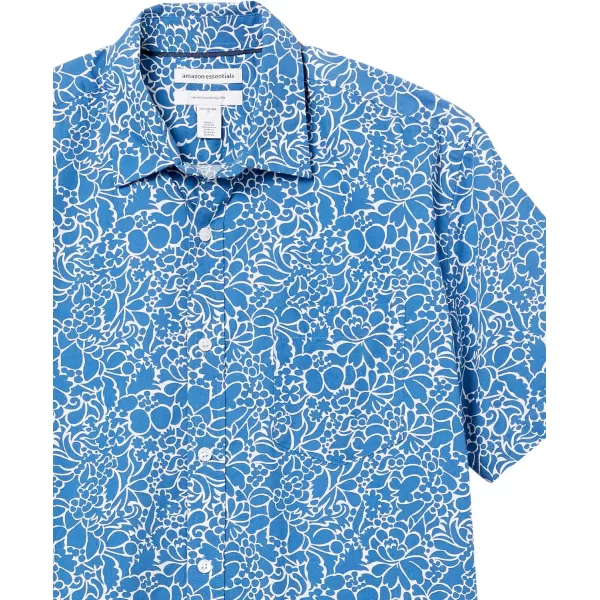 Amazon Essentials Mens RegularFit ShortSleeve Poplin ShirtNavy Floral