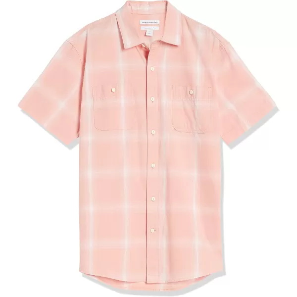 Amazon Essentials Mens RegularFit ShortSleeve Poplin ShirtPink GradientPlaid