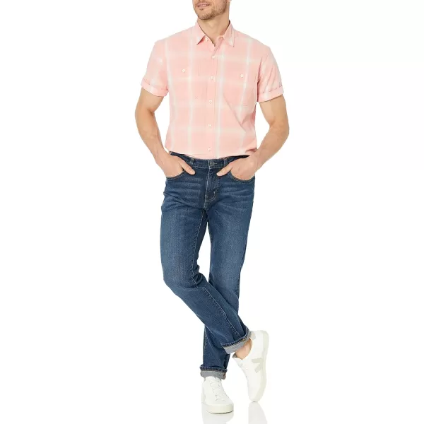 Amazon Essentials Mens RegularFit ShortSleeve Poplin ShirtPink GradientPlaid