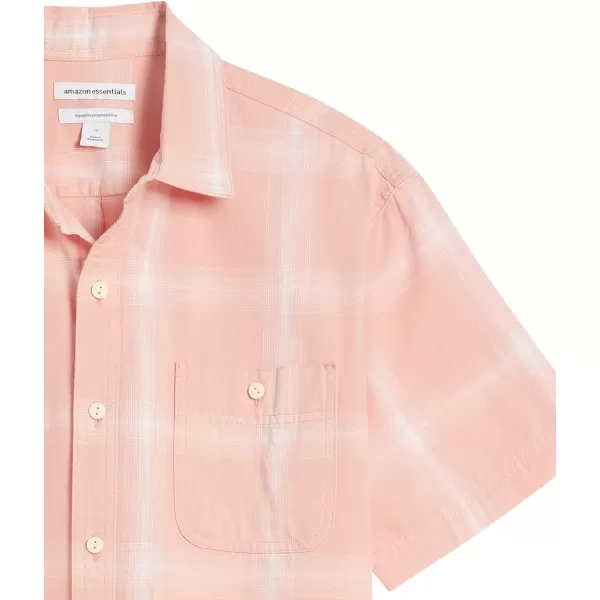 Amazon Essentials Mens RegularFit ShortSleeve Poplin ShirtPink GradientPlaid