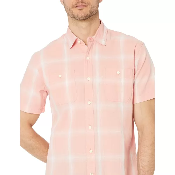 Amazon Essentials Mens RegularFit ShortSleeve Poplin ShirtPink GradientPlaid