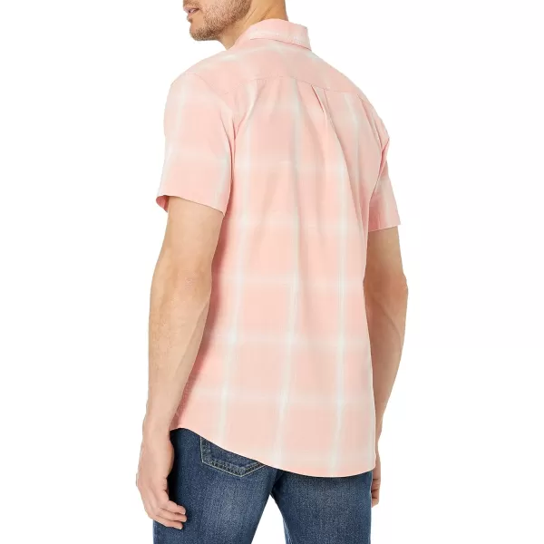 Amazon Essentials Mens RegularFit ShortSleeve Poplin ShirtPink GradientPlaid