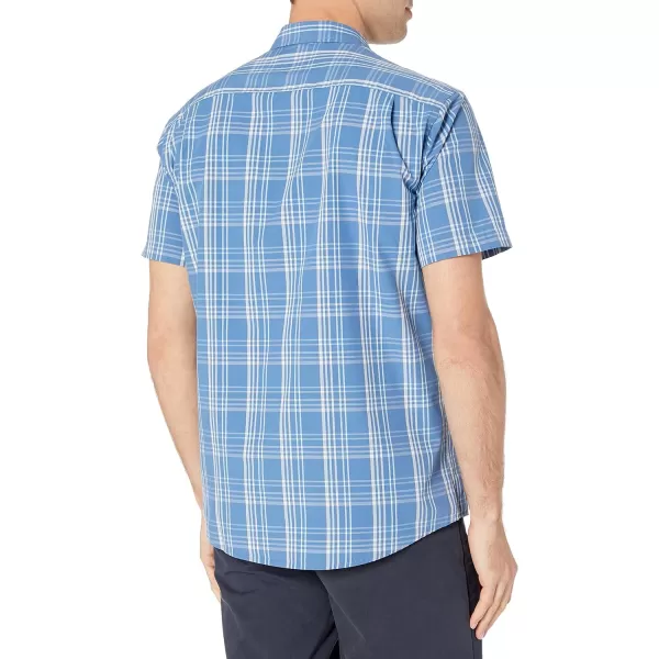 Amazon Essentials Mens RegularFit ShortSleeve Poplin ShirtRegular Fit Aqua Blue Checked