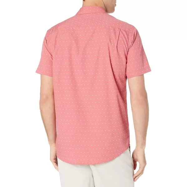 Amazon Essentials Mens RegularFit ShortSleeve Poplin ShirtRegular Fit Coral Pink White Dots