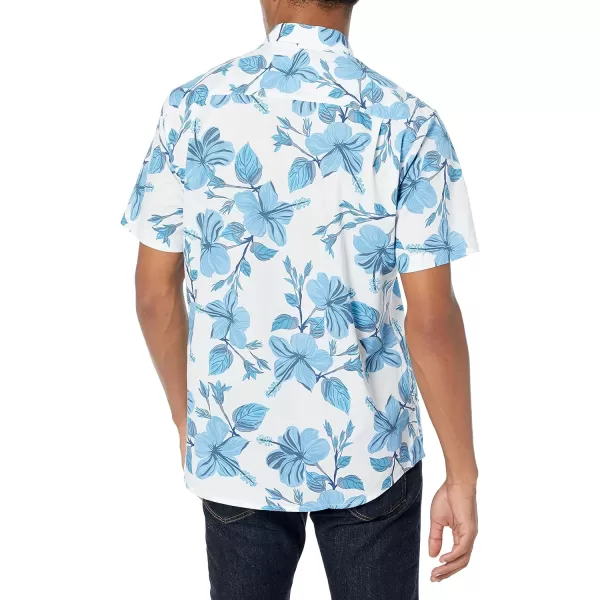 Amazon Essentials Mens RegularFit ShortSleeve Print ShirtBlue Floral Print