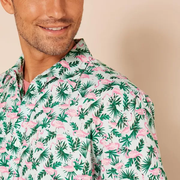 Amazon Essentials Mens RegularFit ShortSleeve Print ShirtFlamingo