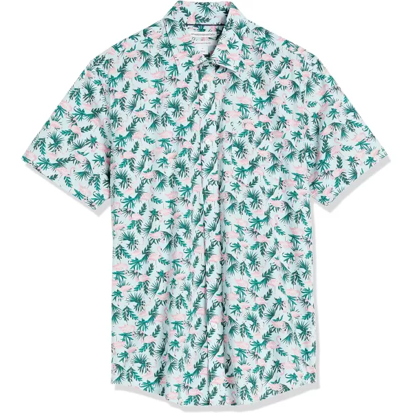 Amazon Essentials Mens RegularFit ShortSleeve Print ShirtFlamingo