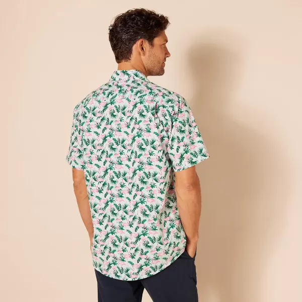 Amazon Essentials Mens RegularFit ShortSleeve Print ShirtFlamingo