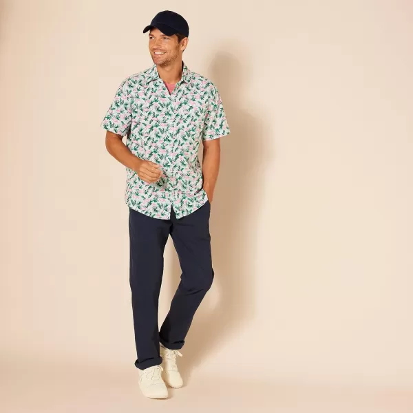 Amazon Essentials Mens RegularFit ShortSleeve Print ShirtFlamingo