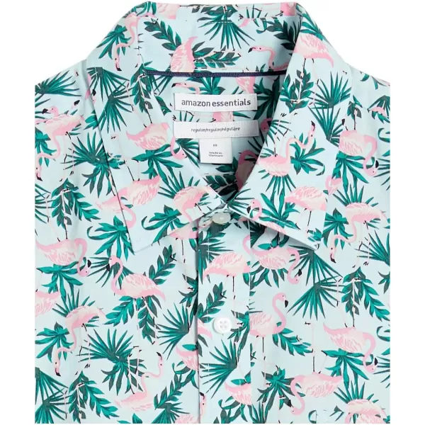 Amazon Essentials Mens RegularFit ShortSleeve Print ShirtFlamingo