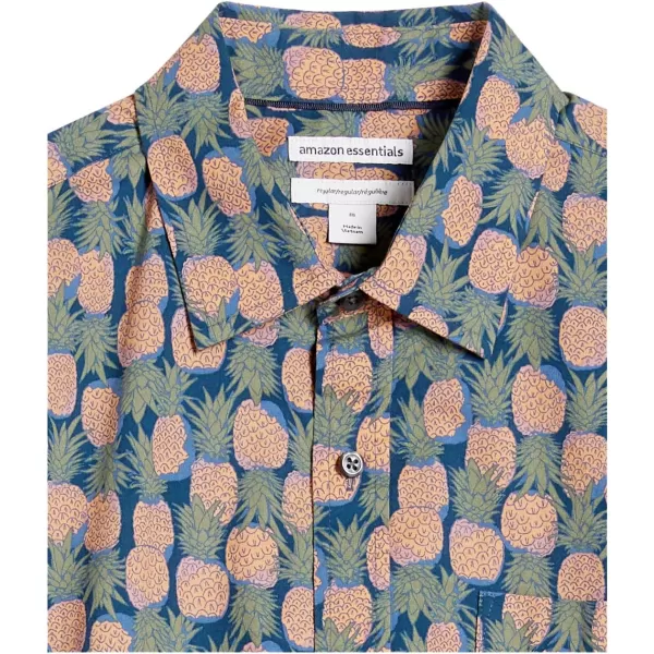 Amazon Essentials Mens RegularFit ShortSleeve Print ShirtPineapple