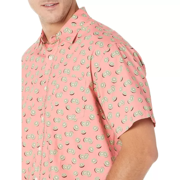 Amazon Essentials Mens RegularFit ShortSleeve Print ShirtPink Fruit