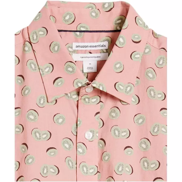 Amazon Essentials Mens RegularFit ShortSleeve Print ShirtPink Fruit