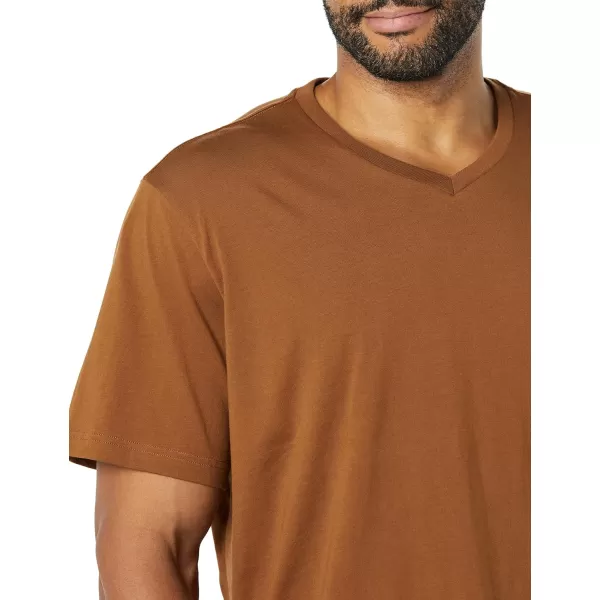 Amazon Essentials Mens RegularFit ShortSleeve VNeck TShirt Available in Big amp Tall Pack of 2BlackBrown