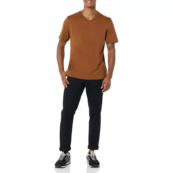 Amazon Essentials Mens RegularFit ShortSleeve VNeck TShirt Available in Big amp Tall Pack of 2BlackBrown