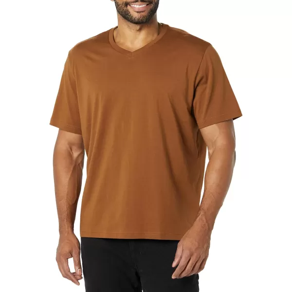 Amazon Essentials Mens RegularFit ShortSleeve VNeck TShirt Available in Big amp Tall Pack of 2BlackBrown