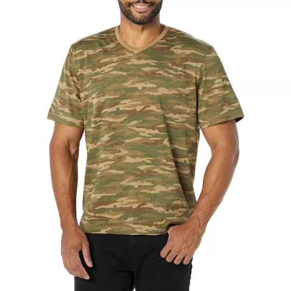 Amazon Essentials Mens RegularFit ShortSleeve VNeck TShirt Available in Big amp Tall Pack of 2BlackCamo Print