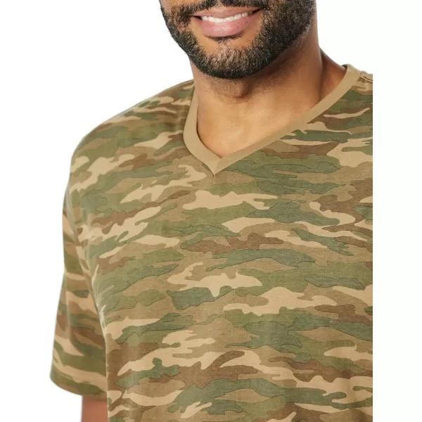 Amazon Essentials Mens RegularFit ShortSleeve VNeck TShirt Available in Big amp Tall Pack of 2BlackCamo Print