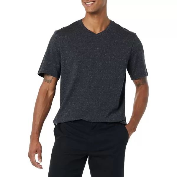 Amazon Essentials Mens RegularFit ShortSleeve VNeck TShirt Available in Big amp Tall Pack of 2BlackCharcoal Heather