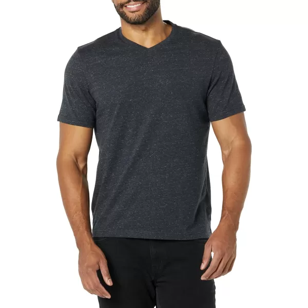 Amazon Essentials Mens RegularFit ShortSleeve VNeck TShirt Available in Big amp Tall Pack of 2BlackCharcoal Heather