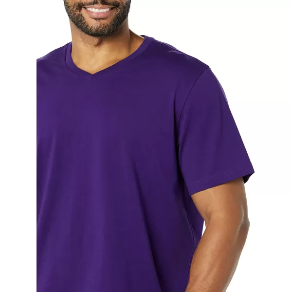 Amazon Essentials Mens RegularFit ShortSleeve VNeck TShirt Available in Big amp Tall Pack of 2BlackDark Purple