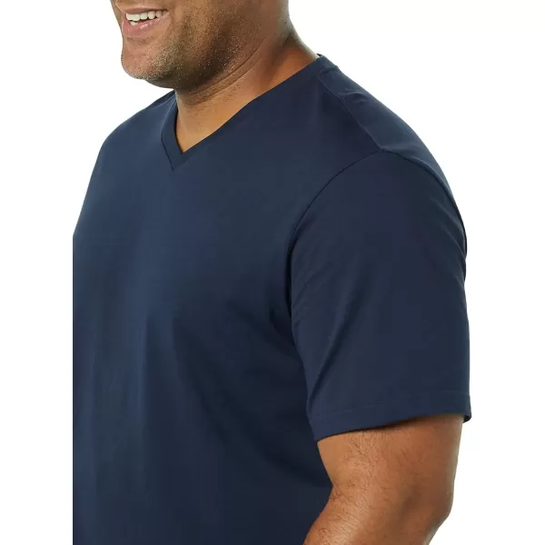 Amazon Essentials Mens RegularFit ShortSleeve VNeck TShirt Available in Big amp Tall Pack of 2BlackNavy