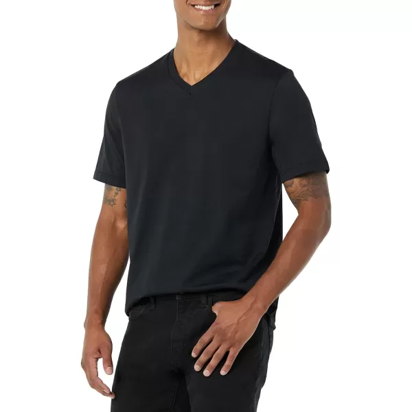 Amazon Essentials Mens RegularFit ShortSleeve VNeck TShirt Available in Big amp Tall Pack of 2BlackNavy