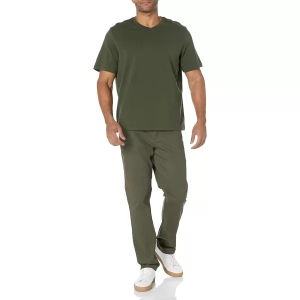 Amazon Essentials Mens RegularFit ShortSleeve VNeck TShirt Available in Big amp Tall Pack of 2BlackOlive