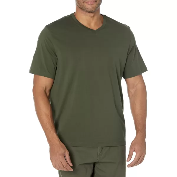 Amazon Essentials Mens RegularFit ShortSleeve VNeck TShirt Available in Big amp Tall Pack of 2BlackOlive